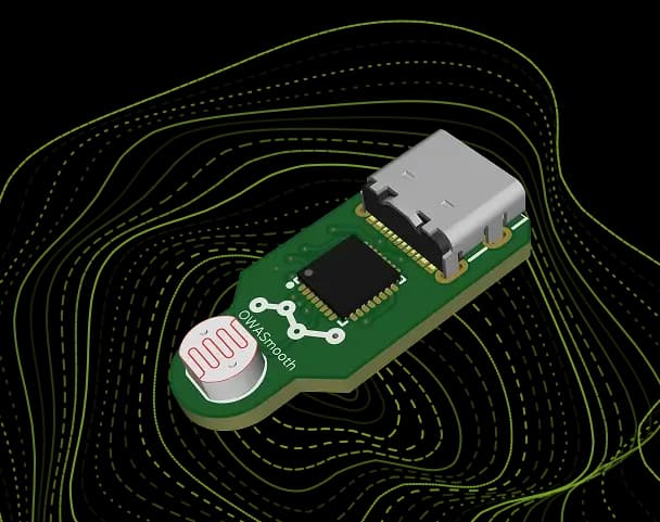 Embedded microelectronics with OWASmooth logo on abstract background