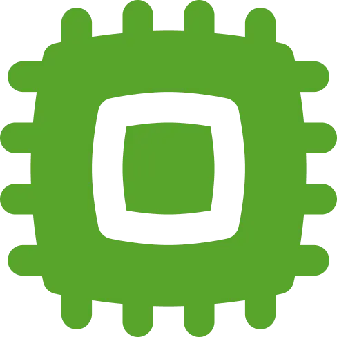 Green pictogram of a microchip.